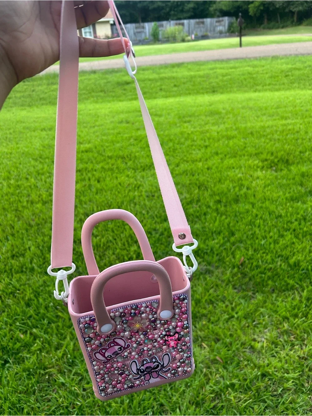 Pink Beaded Character Mini Tote